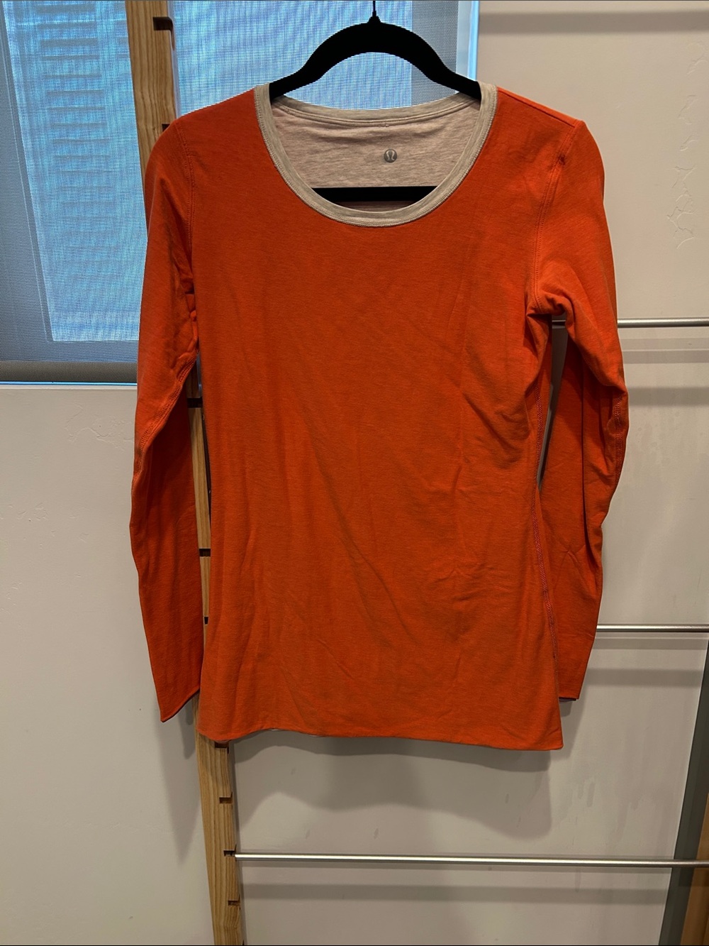 lululemon athletica Orange Long-Sleeve Layering Top with Cream Trim